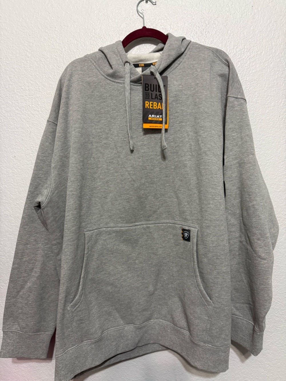 Ariat Rebar Men's Light Gray Hooded Sweatshirt Water repellent NWT